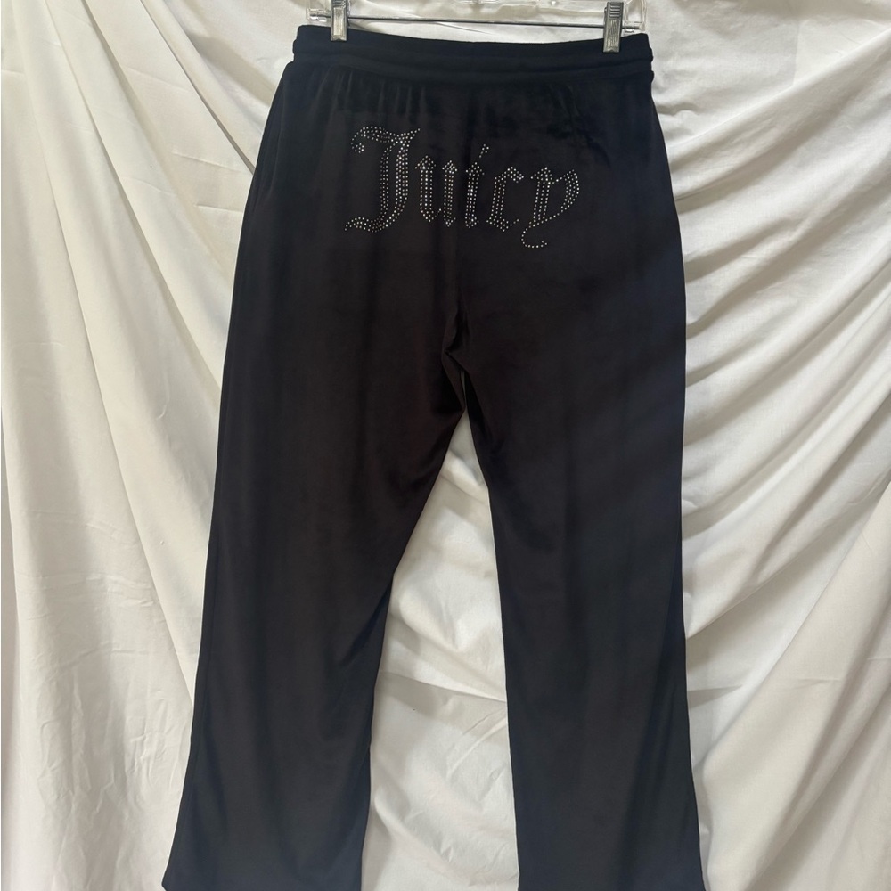 Juicy Couture Black Velour Crystal Bling Lounge Pants M